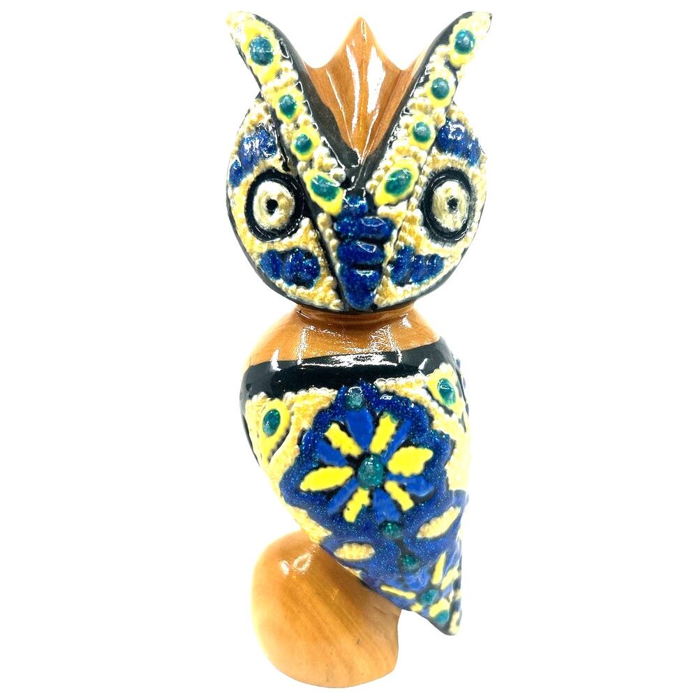 Punta Cana 4" Carved & Handpainted Wooden Owl Figurine